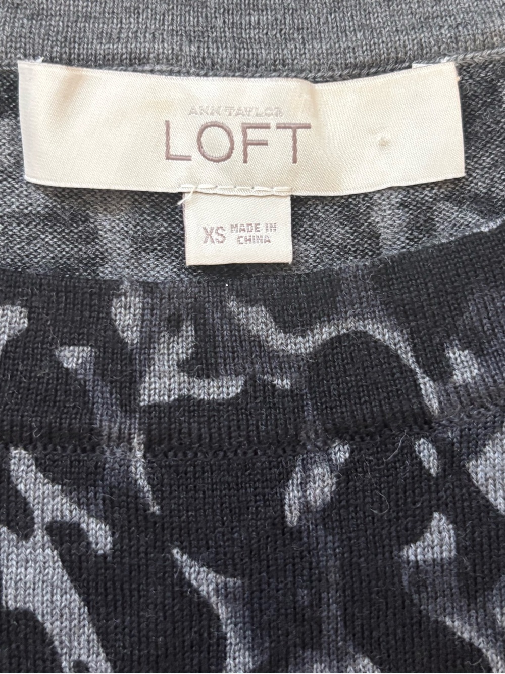 LOFT Gray & Black Animal Print Wool Dress — XS - Picture 5 of 9